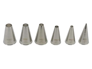 Set of 6 Stainless Steel Plain Piping Nozzles