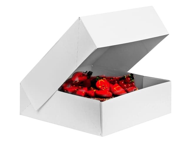 White square savarin boxes - height 10 cm - 18 x 18cm (x 10)