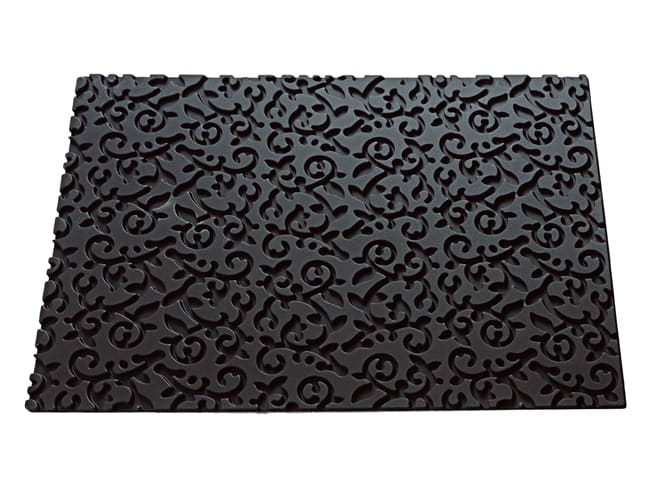 Yule Log Kit with Silicone Mould & Mat - Baroque Pattern - 25 x 9cm - Silikomart