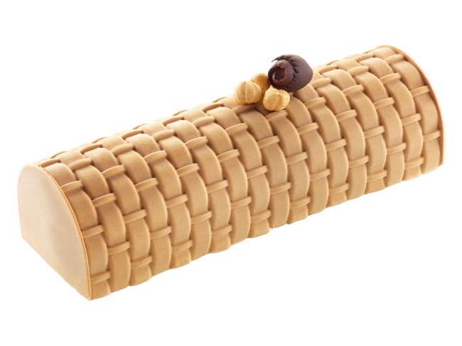 Yule Log Kit with Silicone Mould & Mat - Plait Pattern - 25 x 9cm - Silikomart