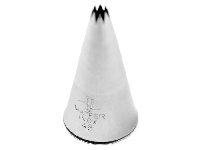 Stainless steel fluted piping nozzle - A8 (Ø 5mm, 8 teeth) - Matfer