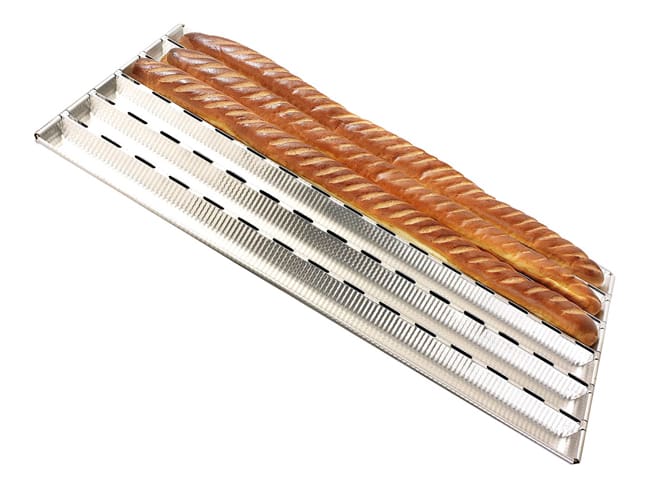 Alu-Gaufer Baguette Baking Tray - 6 baguettes 65cm - Matfer