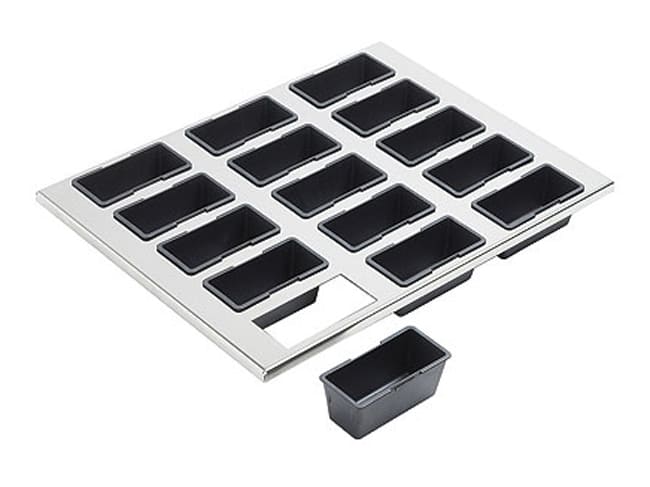 Tray + 15 Cake Moulds 9 x 4cm - Exoglass® - Matfer