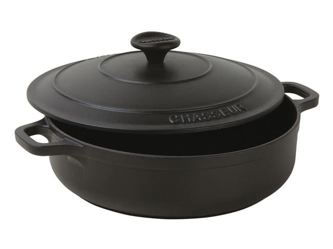 Cast Iron Black Low Round Casserole - Ø 20cm - Le Chasseur