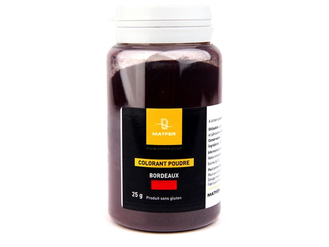 Burgundy Food Colouring Powder 25g - Water soluble - Tub of 25 grams - Matfer
