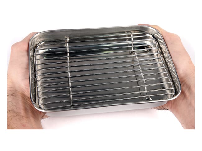 Stainless Steel Food Prep Tray with Rack - 20.5 x 15cm - Matfer