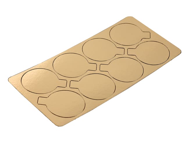Gold Cake Board with Tab - Set of 200 boards - Round Ø 8cm