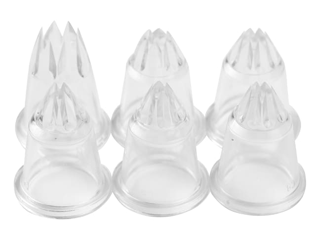 Set of 6 copolyester Fluted Nozzles - Matfer