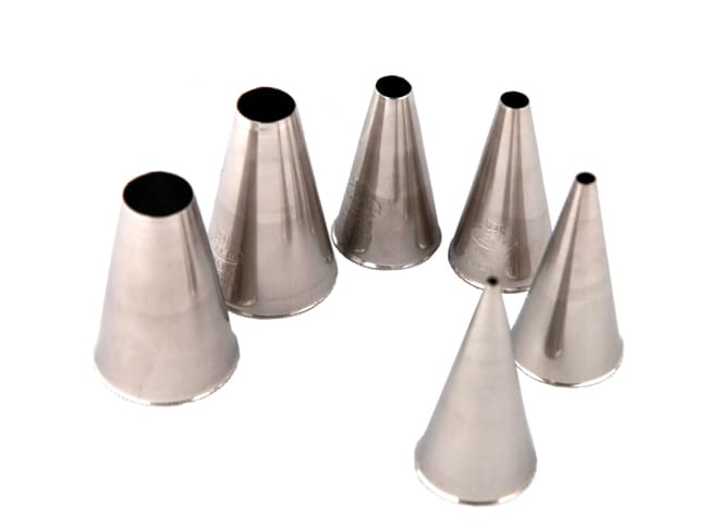 Stainless Steel Plain Piping Nozzles - Set of 6 nozzles - Matfer