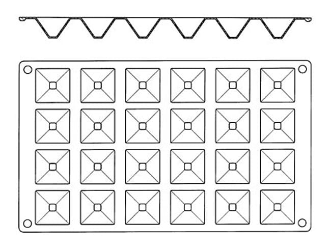 Gastroflex Silicone Mould - 24 Mini Pyramids GN 1/3 - 24 mini-pyramids 3,5 x 3,5cm - 30 x 17,5 cm - Matfer