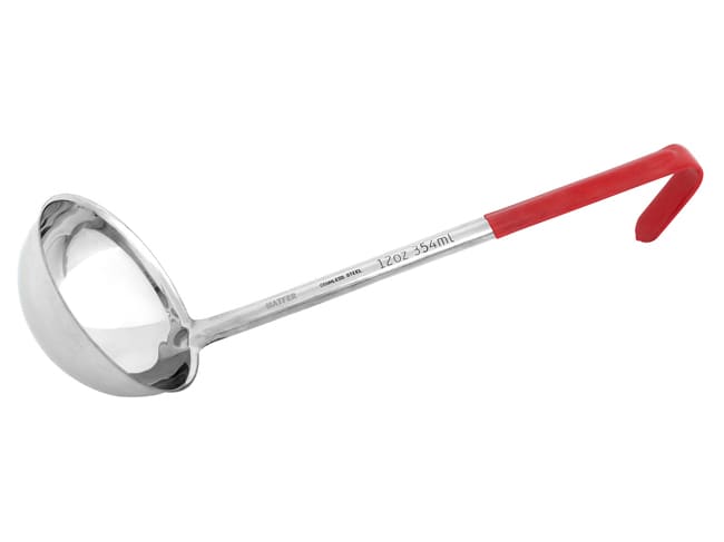 Stainless Steel Ladle - with Red PVC Handle - Ø 12.3cm - Matfer