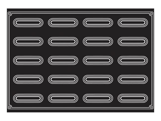 Pavoflex Non-Stick Silicone Mould - 20 Hollow Rectangles - 60 x 40cm - Pavoni