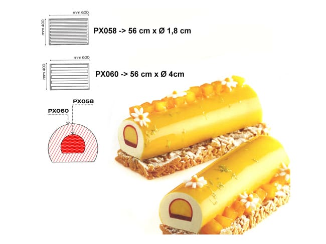 Pavoflex Non-Stick Silicone Mould - 5 Yule Logs - 60 x 40cm - Pavoni