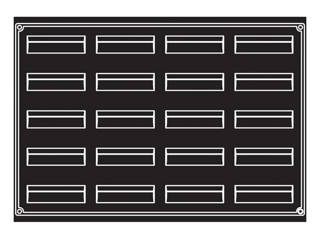 Pavoflex Non-Stick Silicone Mould - 20 Sloped Rectangles - 60 x 40cm - Pavoni