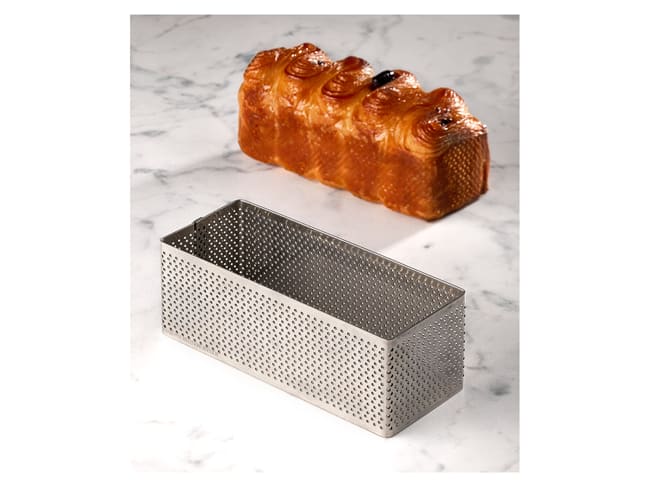 Perforated Baking Rectangle - for flaky pastry - 12 x 5 x ht 4.5cm - Pavoni