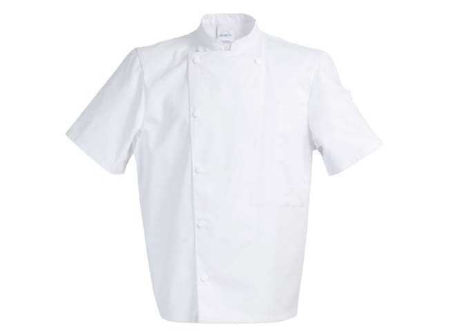 Madras White Short Sleeve Chef Jacket - Size 2 (46/48) - Robur