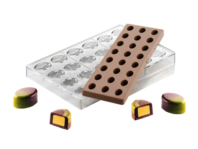 Mould chocolate with insert - 24 Oval Shapes - 3.3 x 2.3 cm - Silikomart