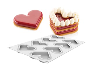 Silicone Mould - 8 flat hearts - 30 x 17.5cm - Silikomart