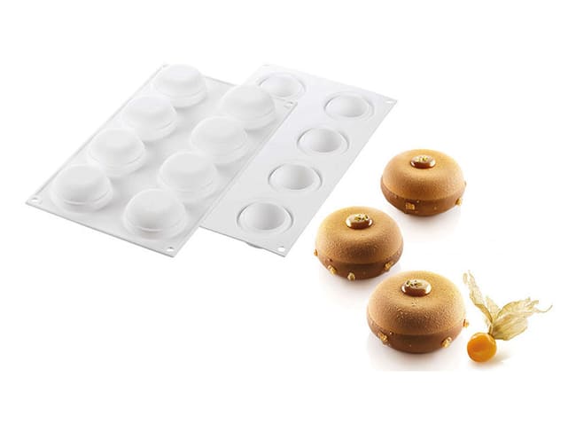 Convex Round Silicone Mould - 8 rounds Ode - 30 x 17.5cm - Silikomart