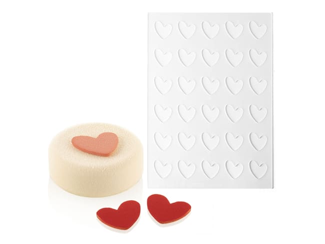 Silicone Chablon Stencil Mat (x 2) - 30 Hearts - Silikomart