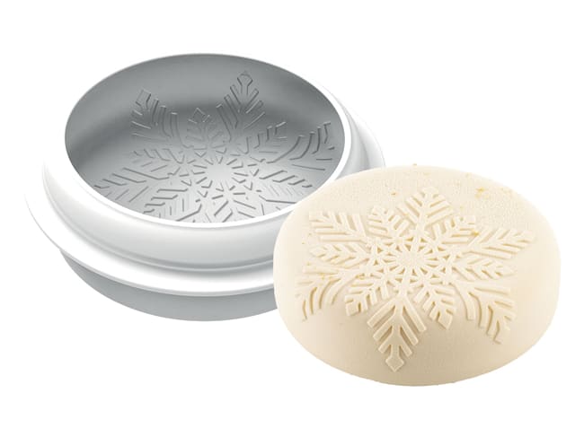 Snow flake Round Silicone Mould - Ø 17 x ht 5,5 cm - Silikomart