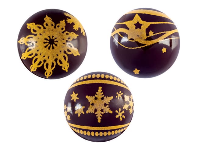 3D Chocolate Balls (x 32) - Snowflake Decorations - Ø 2.8cm - Florensuc
