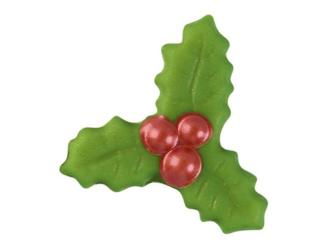 Printed Thermoformed Chocolate Mould - Holly leaves - 4 x 4.3cm - Florensuc