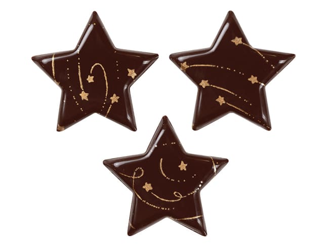 Printed Thermoformed Chocolate Mould - Festive garland stars - Ø 3.7cm - Florensuc