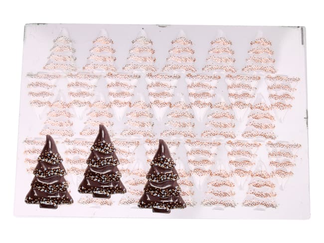 Printed Thermoformed Chocolate Mould - Snowy Christmas trees - Florensuc