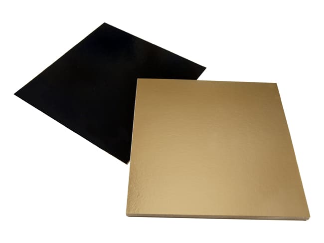 Gold & Black Square Cake Board - 20 x 20cm (x 10) - Tradiser