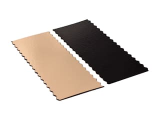 Gold/Black Rectangle Cake Board, Scalloped Edges
