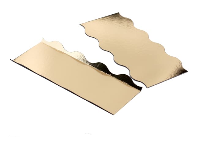 Gold/Black Rectangle Cake Board, Wavy Edges - 30 x 10cm (x 10) - Tradiser