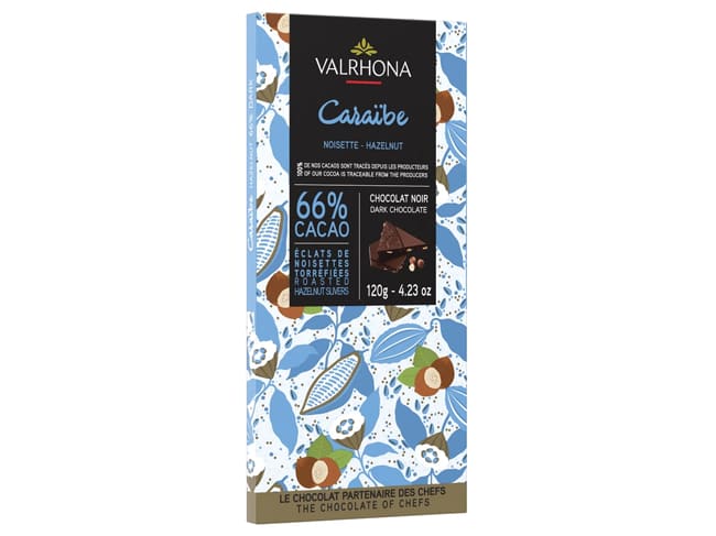 Caraïbe 66% Hazelnut & Dark Chocolate Bar - 120g - Valrhona