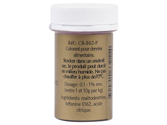 Colorant alimentaire en poudre rouge betterave - hydrosoluble - 10 g - Selectarôme