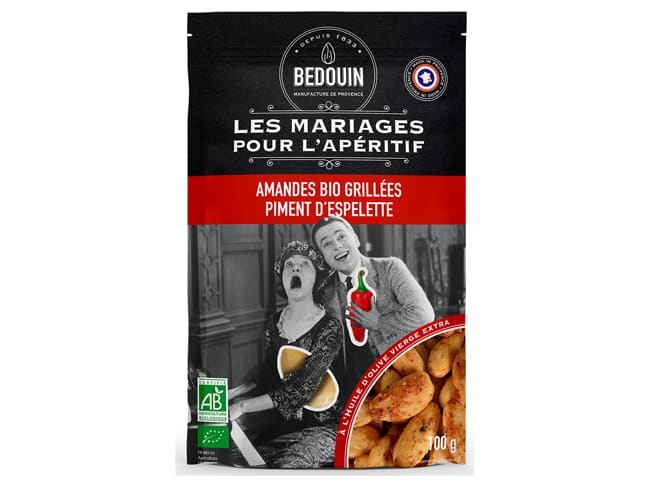 Amandes Bio grillées - au piment d'Espelette - 100 g - Bedouin