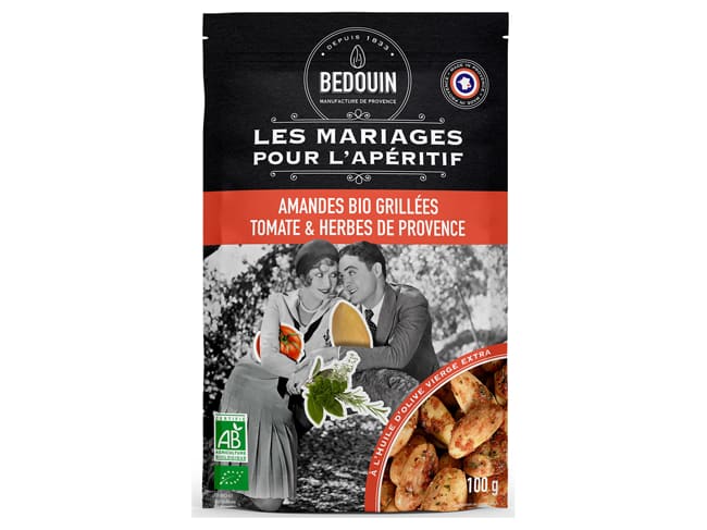 Amandes Bio grillées - à la tomate et aux herbes de Provence - 100 g - Bedouin