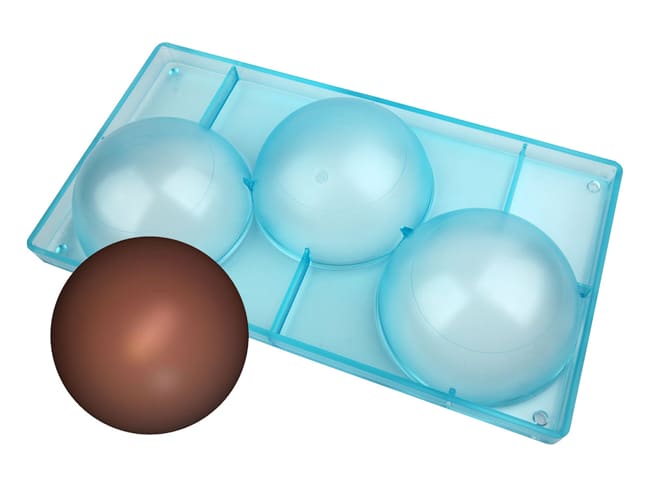Moule chocolat - 3 demi-sphères Ø 12 cm - 36,5 x 19,5 cm