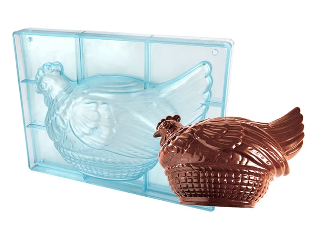 Moule chocolat double - Grande poule dans son panier