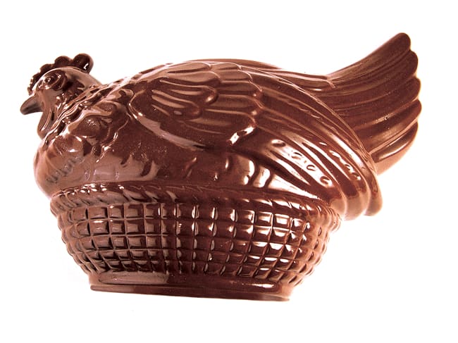 Moule chocolat double - Grande poule dans son panier