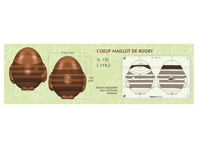 Moule chocolat Oeuf - Maillot de rugby - L'Oeuf Maillot