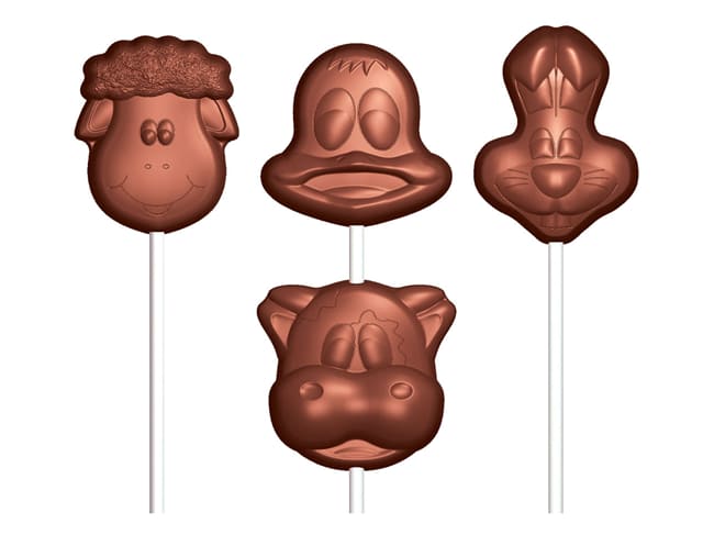 Moule sucettes en chocolat - figurines de Pâques