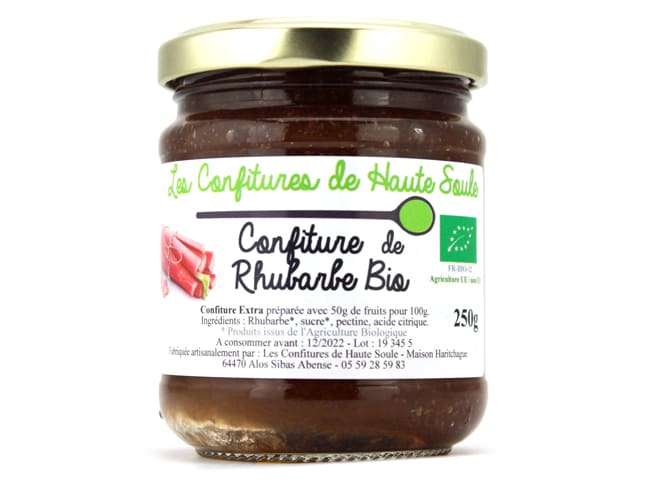 Confiture de rhubarbe Bio - 250 g - Confitures de Haute Soule