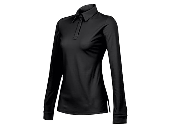 Polo femme UNA noir - Manches longues - Taille 3XL (54/56) - Clément Design