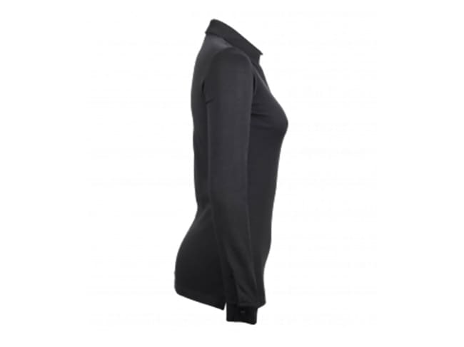 Polo femme UNA noir - Manches longues - Taille M (38/40) - Clément Design