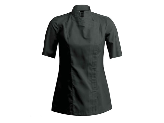 Veste de cuisine femme Sienne noir - Manches courtes - Taille XS (34/36) - Clément Design