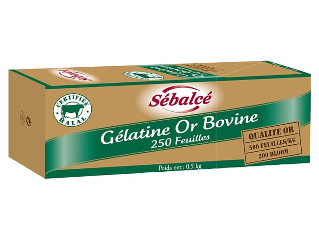 Gélatine Or origine bovine - certifiée Halal - 250 feuilles - Sébalcé