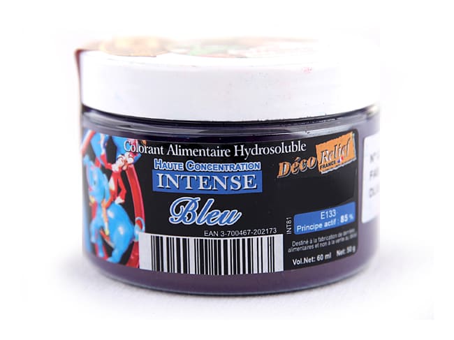 Colorant alimentaire bleu E133 - hydrosoluble - 50 g - Déco Relief