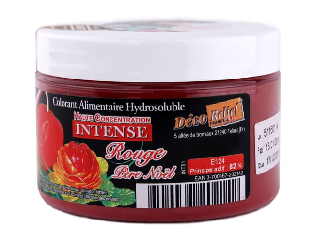 Colorant alimentaire en poudre rouge père Noël - hydrosoluble - 50 g - Déco Relief