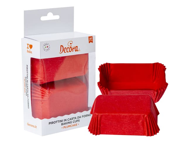 Caissettes mini cakes coloris rouge (x 36) - 8 x 5 x ht 3,2 cm - Decora