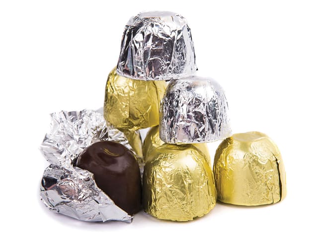 Feuilles aluminium (x 150) - pour chocolats et bonbons - Argent (10 x 10 cm) - Decora